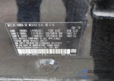 2019 Honda Hr-V Sport from USA, damaged, VIN 3CZRU6H1XKM741116